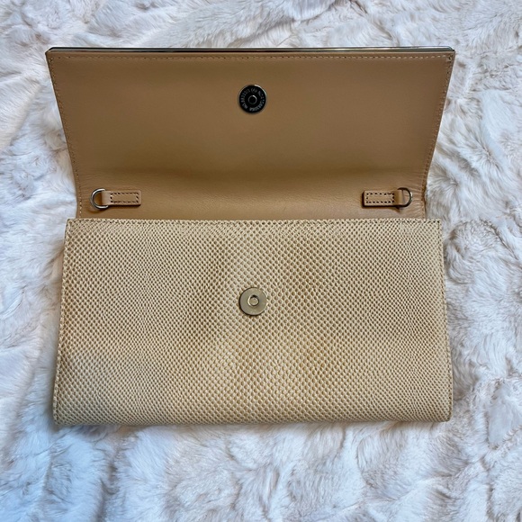 Halogen beige sparkle leather clutch with chain - Picture 3 of 8